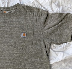 Carhartt Men’s T‑Shirt Large Tall Heather Brown Pocket Logo Cotton Poly Workwear