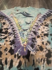 VINTAGE Liquid Blue Ocean Shirt XL Tie Dye All Over Print Nature Dolphin 1990