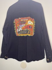 Bike Week Button Down Shirt LARGE Black Big Print Front And Back Rare