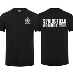 Springfield Armory Crossed Cannons T-shirt Bold Logo Design Comfortable Black Te