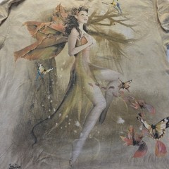 The Mountain Fairy Graphic T-Shirt Brown Size L Cotton Knit.