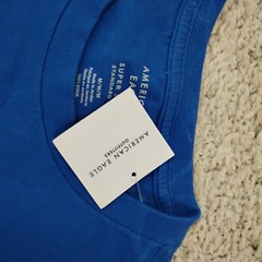 American Eagle Shirt Mens Medium Blue Preppy Casual Essential Super Soft Crew