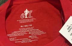 New Elf T Shirt XL Red Jumbo Graphic Christmas Seasonal Holiday Party Dinner