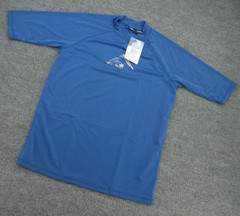 Kanu Surf Rash Guard Mens Medium Blue Mock Neck Short Sleeve Tee Adult M NEW