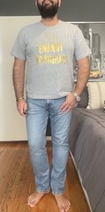 LAT Apparel Men’s Heather Gray Size L “Enfant Terrible” Cropped Crewneck T-Shirt