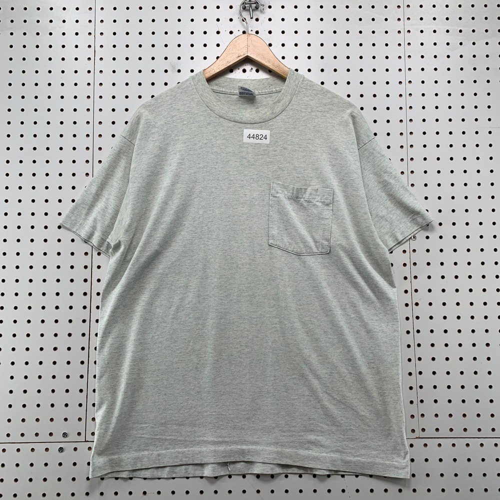 Vintage 90s Gray Pocket Shirt Mens XL BVD Single Stitch Short Sleeve USA