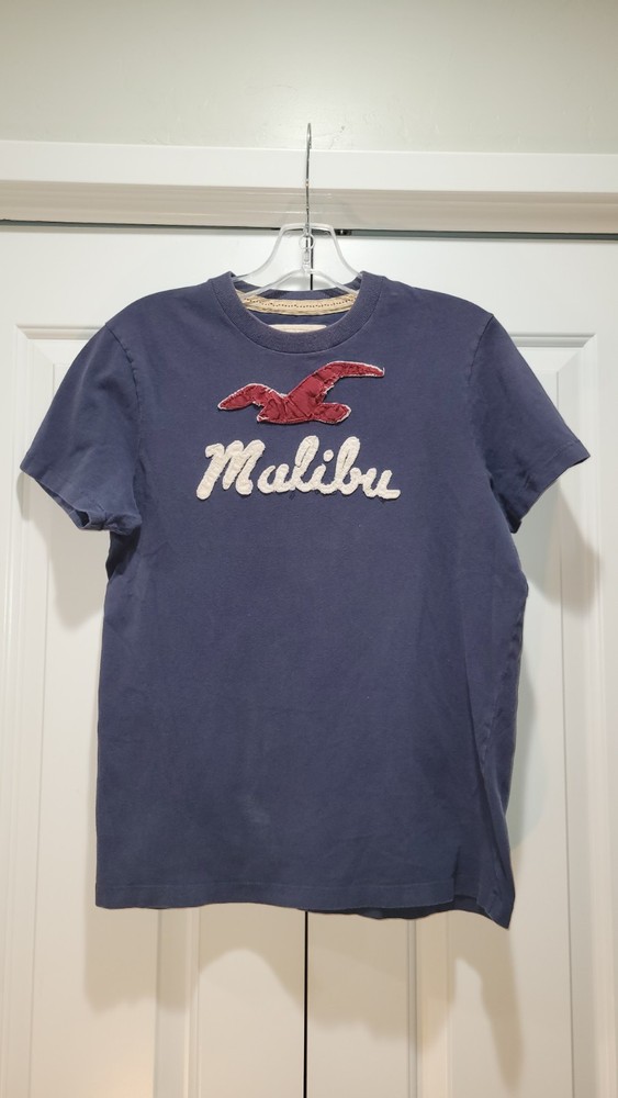 Y2K Men’s HCO Malibu Surf Style APPLIQUE Tee T-Shirt M Blue Lived-in Beach Vibes