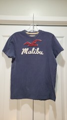 Y2K Men’s HCO Malibu Surf Style APPLIQUE Tee T-Shirt M Blue Lived-in Beach Vibes