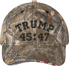 Trump 45/47 Embroidered Camo Structured Adjustable One Size Fits Most Hat
