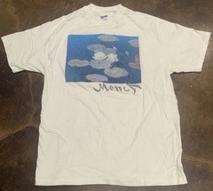 Vintage 90s Claude Monet Water Lillies Art Print T Shirt Large SStitch