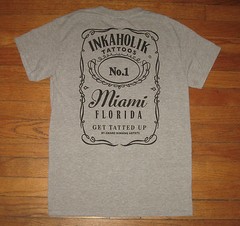 New, INKAHOLIC TATTOO Miami No. 1 “Get Tatted Up” T-Shirt, Men’s Size SMALL Gray