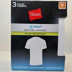 Hanes X-temp Mens 3-Pack T-Shirts Crew Neck White Performance Mesh M