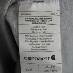 Carhartt Long Sleeve T-Shirt Mens 3XL Tall Gray Graphic Original Fit K231