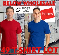 Below Wholesale Blank T-Shirt – 39 HANES 5180 5250 PORT 5250 Bulk Lot