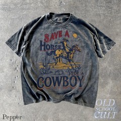 Save a Horse Ride a Cowboy Shirt Retro Western Cowgirl Comfort Colors Graphic