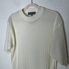 Vtg Henri Valdise Collection Short Sleeve Knit Shirt Mens Sz M Cream Semi Sheer