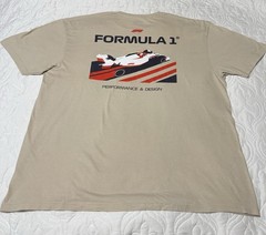 Formula 1 F1 Performance & Design Graphic T Shirt Mens XL Beige Short Sleeve