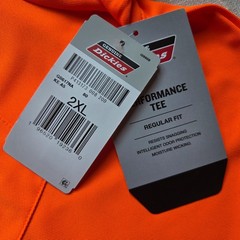 Genuine Dickies Men SIZE 2XL Short Sleeve Regular Fit Performance T Shirt Orange