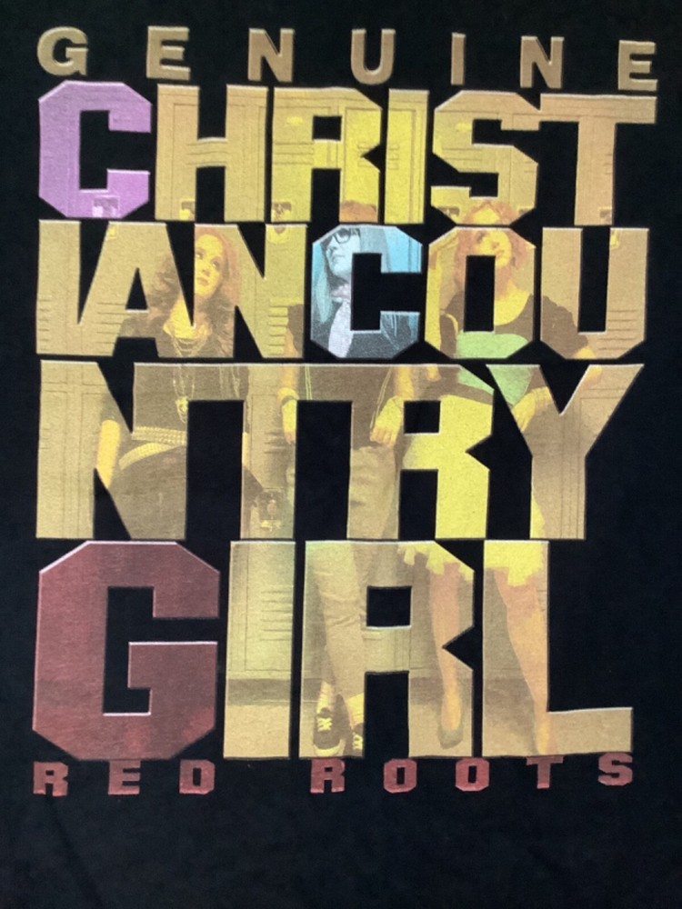 RED ROOTS Genuine Christian Country Girl concert tour black 2 sided t shirt XL
