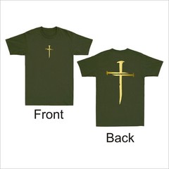 2 Sided Christian Religious Jesus Three Nails Cross Print Men’s T-Shirt S24