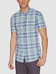 $395 Goodthreads Men’s Blue Plaid Slim-Fit Short Sleeve Shirt Size 2XL