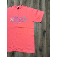 Cal Cru Florida T-Shirt Unisex Medium Coral Pink Adult Embroidered Shells