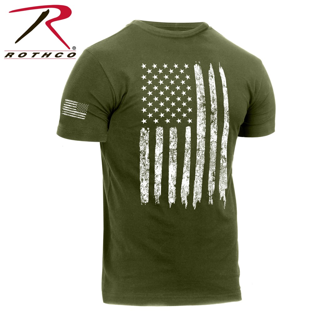 Rothco Camo US Flag T-Shirt OLIVE DRAB PATRIOTIC SHORT SLEEVE AMERICAN ATHLETIC