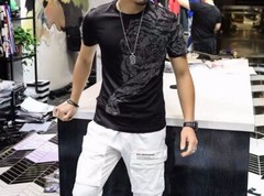 Hot Drilling Fashion 3D Tiger Rhinestones Summer Streetwear Luxury Men T-Shirt