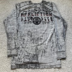 Affliction Reversible Thermal Shirt Mens XL Waffle Knit long Sleeve Y2K Chief
