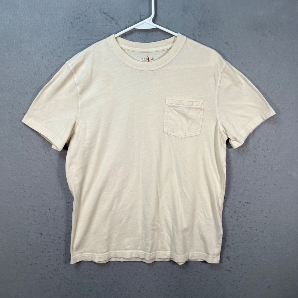 J.Crew Mens Medium Vintage Jersey Cream T-Shirt Relaxed Fit Cotton Blend