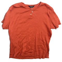 Woolrich Men’s Ribbed Henley T-Shirt Size L Large Orange Short Sleeve Casual Top