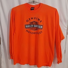 Harley Davidson Long Sleeve T-Shirt Orange 3XL Bayou Country Houma Louisiana