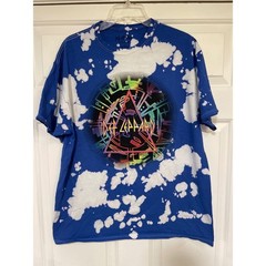Men’s L Def Leppard Licensed Hysteria Neon Graphic T-Shirt Bleach Dye Rock Band