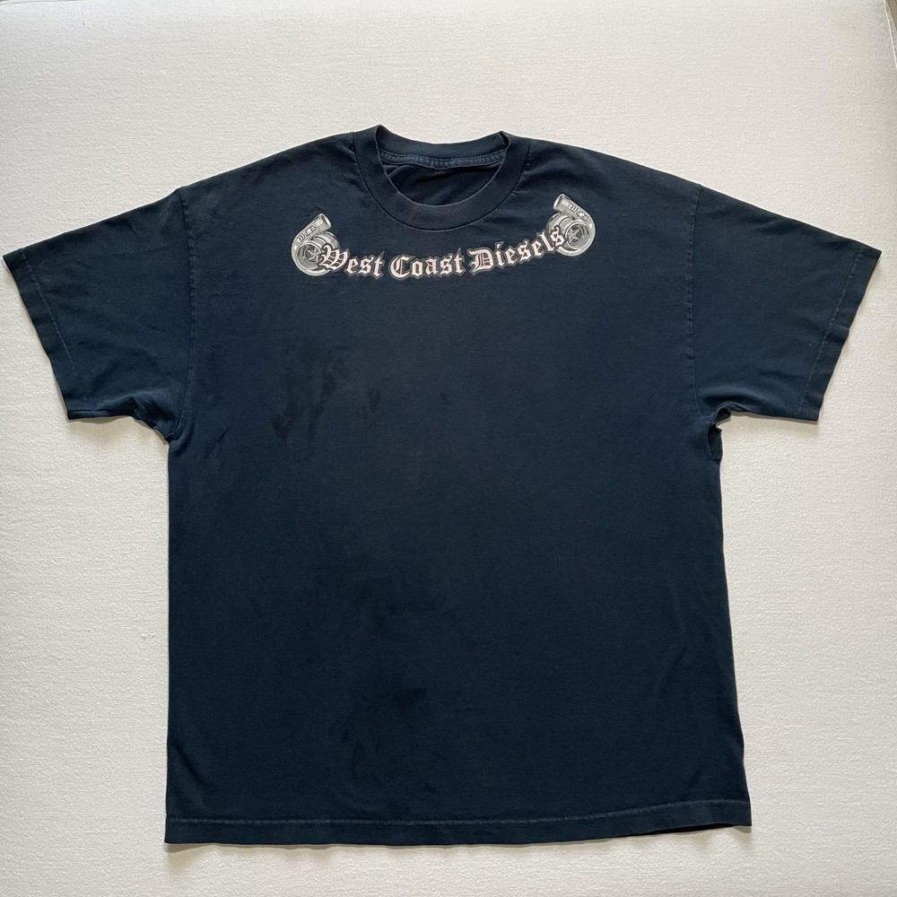 Vintage West Coast Diesels Shirt Mens XL Black Trucks Cars Biker Grunge Y2K