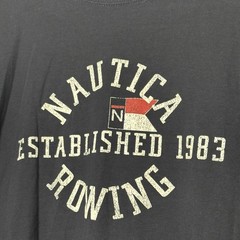Nautica Rowing Shirt Mens XXL Navy Blue Contrast Collar Graphic Tee Retro Prep