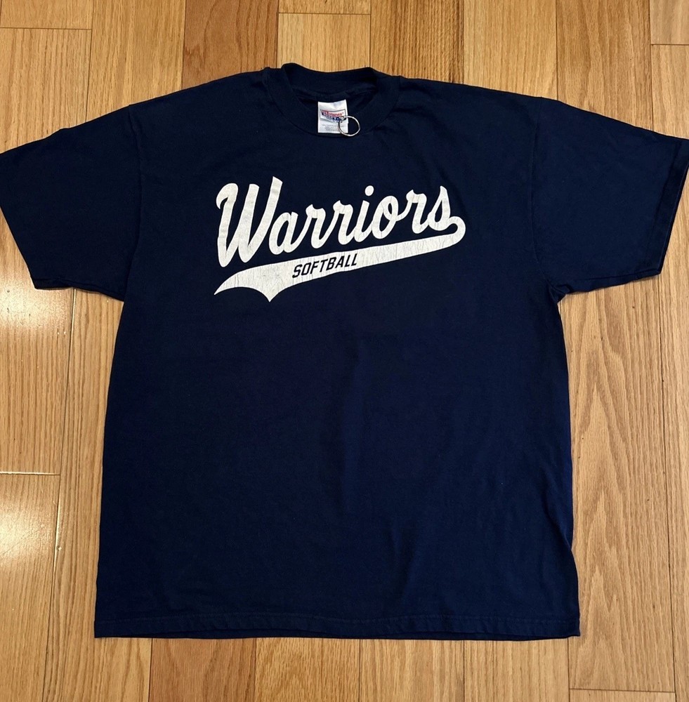 Vintage 1996 Warriors Softball T-Shirt Size XL #44 NCAA High School Intramural