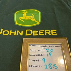 John Deere Logo T-Shirt L Deer Pine Green 100% Cotton Farmer Mens Short Sleeve