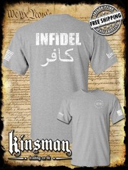 Infidel 2-Sided T-Shirt – USA Patriotic Freedom Military Proud Pro Gun Rights