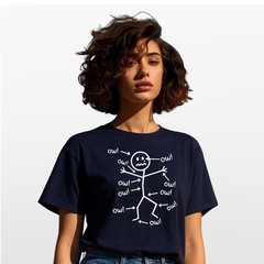 Funny Stick Figure ‘Ow’ T-Shirt Sarcastic Pain Humor Graphic T Shirt Unisex Tee