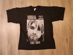 Vintage Nirvana Kurt Cobain T Shirt Single Stitch 1995 Double Sided AOP