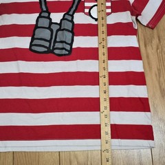Where’s Waldo Costume T-Shirt Men’s Size Large EUC Halloween Dress Up Striped