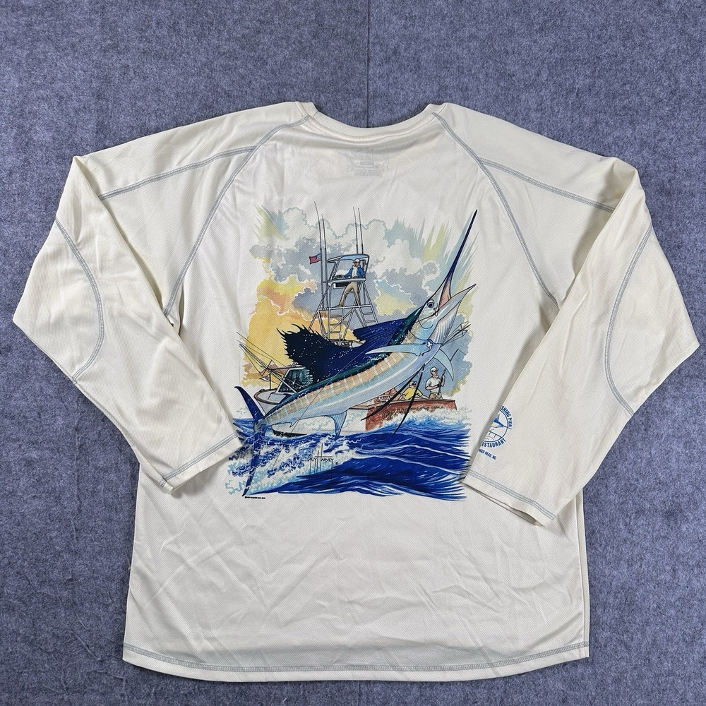Guy Harvey Champion Double Dry Yellow Long Sleeve Marlin Shirt Men’s XL
