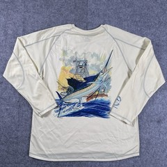 Guy Harvey Champion Double Dry Yellow Long Sleeve Marlin Shirt Men’s XL