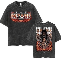 Anime Attack Titan Retro Wash Printed T-shirt Mikasa Ackerman Eren Jaeger Free W