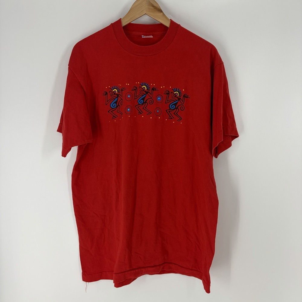VTG Single Stitch Graphic Tee XL Red Fruit of the Loom T Shirt Southwest Tribal
