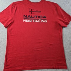 Nautica Shirt Mens 3XL Red NS83 Sailing Graphic Crewneck Cotton Jersey Tagless