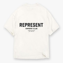 REPRESENT Owners Club Oversized Fit T-Shirt Mens XS Flat White Crewneck Pullover
