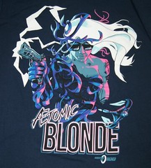 atomic blonde t-shirt men’s small navy blue graphic print short sleeve