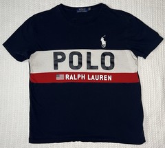 Polo Ralph Lauren Flag Logo Colorblock T-Shirt – Men’s Size M 20” X 24”– Navy
