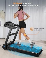 Sporty&Fit 4.0 HP Folding Treadmills [0.6-8.7 MPH] [Max 400LBS] T4203 – Black